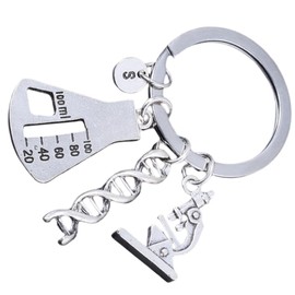 Science Keyring Biology Chemistry Science Teacher Graduation Keychain Jewelry With Scientific Equipment, silver
