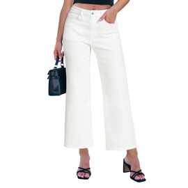 luvamia Wide Leg Jeans Woman Trendy Cropped Jeans for Women Baggy Jeans High Waisted Cream White Cropped Jeans Wide Leg Stretch Jeans for Women Jeans for Women Trendy Size Medium Fits Size 8 Size 10