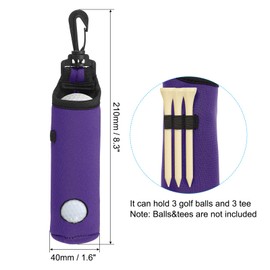 PATIKIL Golf Ball Carry Bag, Golf Tee Holder Pouch Portable Neoprene Golf Ball Holder with Clip for Men and Women Storage, Purple
