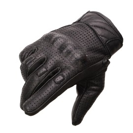Milwaukee Leather Men's Black Leather Gloves with Rubberized Knuckles - Perforated and Solid Leather Available (X-Large, Perforated Leather)