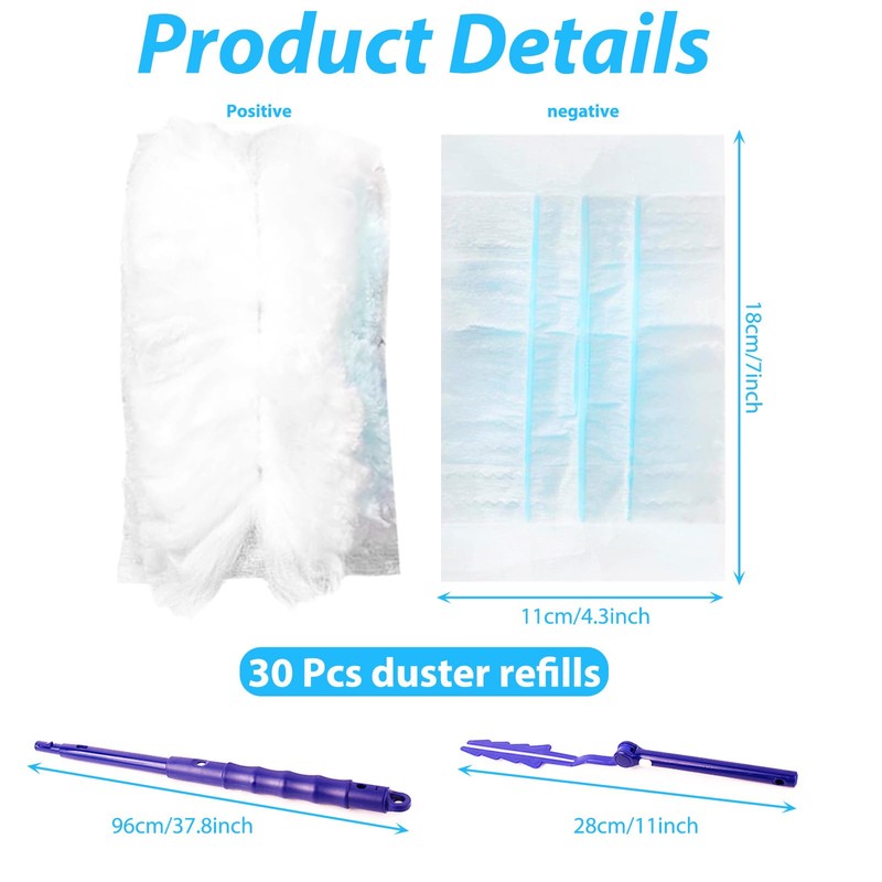 30PCS Fluffy Dusters Refills Compatible with FLASH Dusters, Microfiber Fluffy