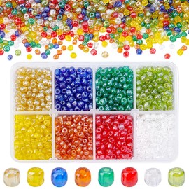 PH PandaHall About 1900 Pcs 6/0 Multicolor Beading Glass Seed Beads 8 Colors Round Pony Bead Mini Spacer Czech Beads Diameter 4mm for Jewelry Making