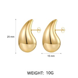 Dupes Chunky Golden Earrings for Women, Thick Hoop Earrings for Women, Drop Earrings, Lightweight Drop Earrings, Waterdrops Hollow Earrings for Women Girls 15 mm for Women Girls Gifts, No