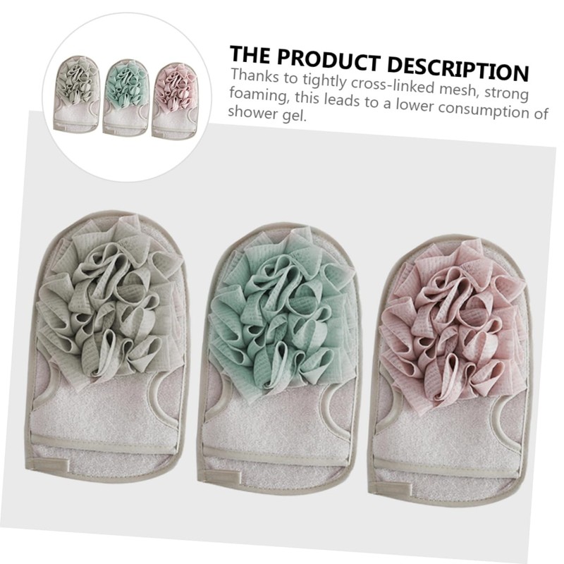 BIUDECO 3pcs Double-sided Brush Exfoliating Bath Gloves Body Scrubber Bubble