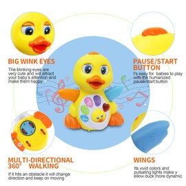MOONTOY Music Children's Toy from 1 Year Girl Boy Duck Baby Toy 6 10 12 Months with Music and Light, Crawling Music Toy from 1 Year, Learning Toy Educational Baby Toy for 1 2 Years