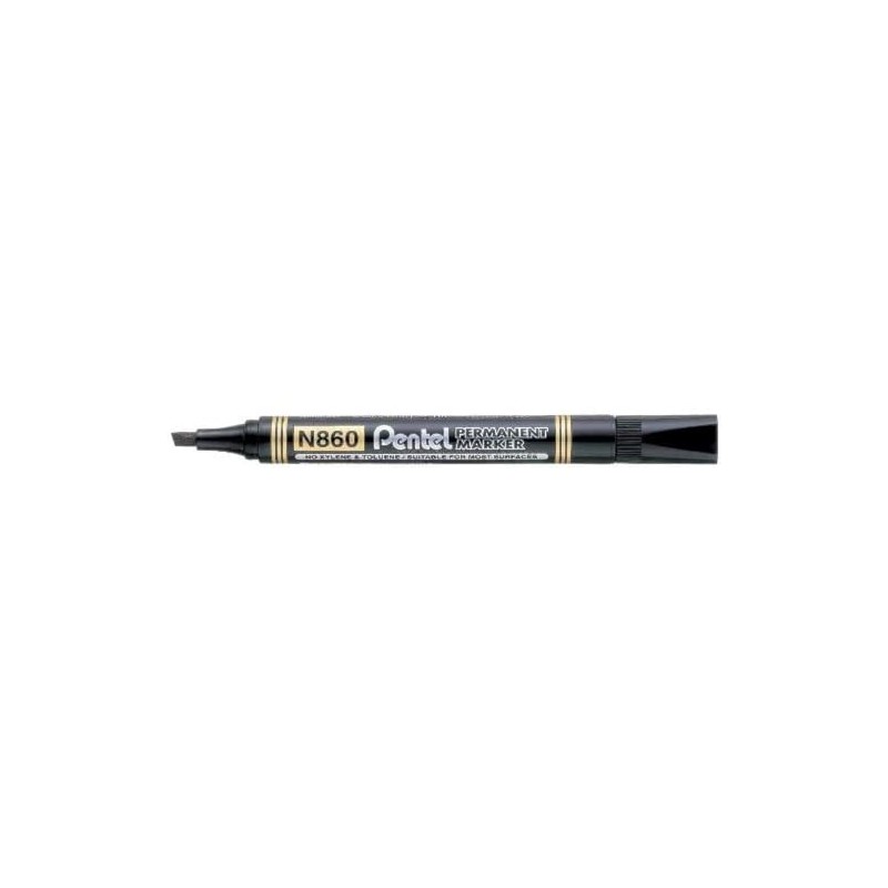 Pentel N860 Permanent Markers Chisel Tip Pack of 12 Black