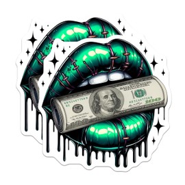(2 Pack) Lips Money Magnets - Artistic Dollar Bill - Dollar Design ation - 5" On Longest Side - for Cars, Fridges, Toolboxes - Made in USA - MAG4564