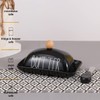 oskas Farmhouse Porcelain Black Butter Dish with Lid and Knife