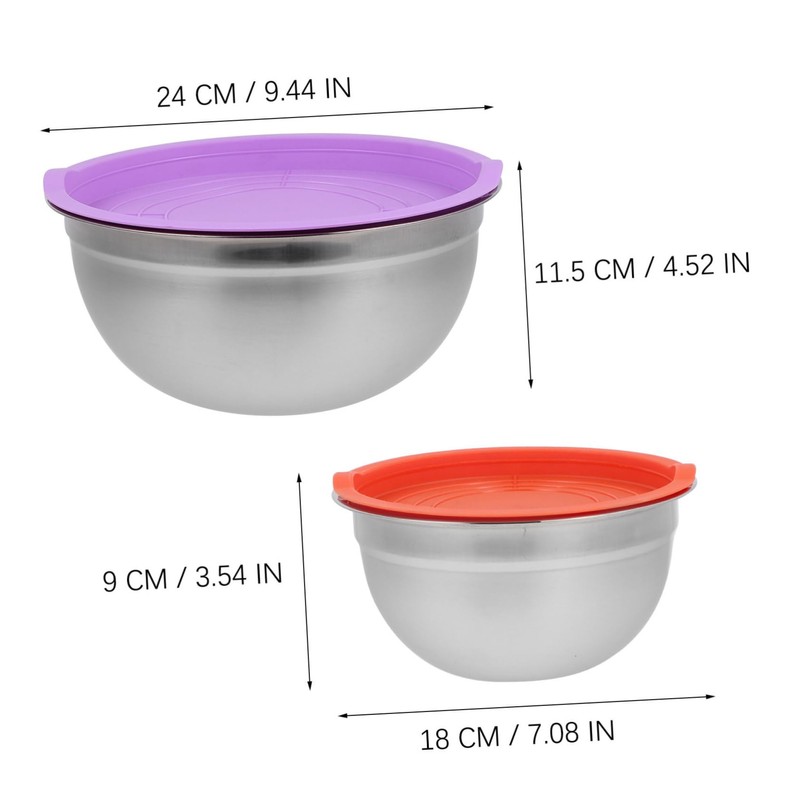 MAGICLULU 2Pcs Stainless Steel Salad Bowls with Lids Heights Rustproof