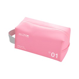 AfitLulu Travel Toiletry Bag Waterproof PVC Small Makeup Bag with Zipper and Handle, Travel Wash Bag for Women Makeup Organiser Bag Portable Shower Bag for Toiletries, Cosmetics (Pink)