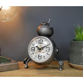 Industrial Desk Clock Vintage Retro Robot Small Table Top Furniture Rustic Metal Bedside Unit Office Kids Unique Room Decor Art Xmas Gift