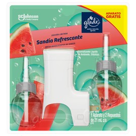 Glade Aceites Naturales Difusor, Aromatizante para Hogar, Dura hasta 50 Días, Edición Limitada, Aroma Sandia Refrescante, Contiene Aparato y 2 Repuestos, 42 mL