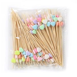 100 Pcs 4.7 Inch Cocktail Picks, Fancy Toothpicks Decorative Skewers for Appetizers, Candy Bamboo Cocktail Sticks for Party Drinks Food Fruit Charcuterie Boards Accessories