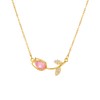 Generic 14k Yellow Gold Pink Zircon Tulip Pendant Necklace, Women's