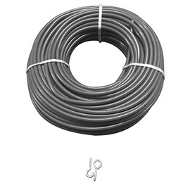 picturehangingdirect.co.uk Silver Net Curtain Wire Voile rope rod Including 6 Hooks 6 eyes 1Mtr-30Mtr Length (Silver Wire + (Silver 6Hooks+6Eyes), 1 meter wire)