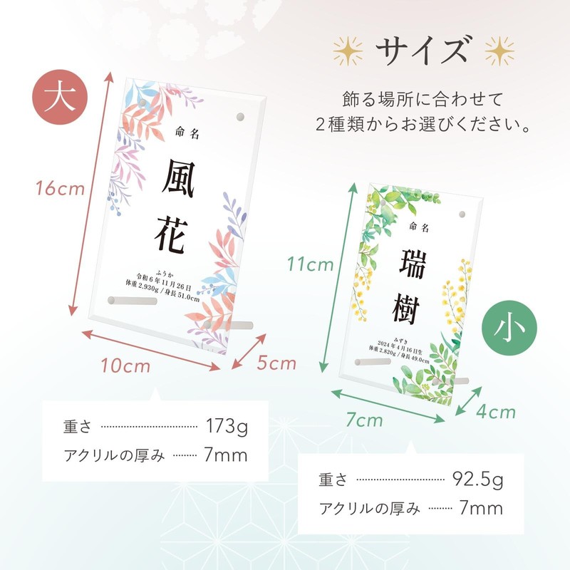 Acrylic Naming Card, Name Banner, Pink Flora, Made in Japan,