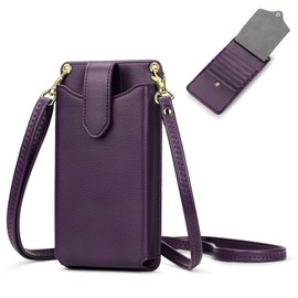 Small Crossbody Cell Phone Purse for Women, Shoulder Bag Wallet with RFID Credit Card Slots (Purple)