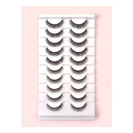 10 Pares Pestañas Postizas Maquillaje 3d Tipo Mink Naturales
