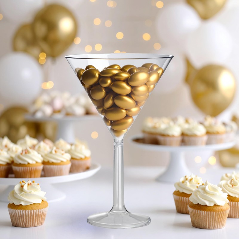 Decoraparty Transparenter Konfektbecher, Martini-Glas für Konfekt, Zeremonie, Tischdekoration, große Mitteldecke