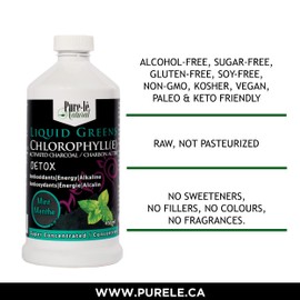 Liquid Greens Chlorophyll Activated Charcoal Mint 450ml - Balance pH, Energize, Detox and Cleanse without calories! Ultra Premium Dietary Supplement