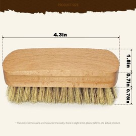 Goeielewe 2-Pack Shining Brushes, Wood Handle with Pig Bristle Shoe Brushes, Polishing Cleaning Buffing Brush Cleaner for Shoes, Boots, Crafts, Cloths, Furniture, 2 Colors