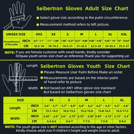 Seibertron Unisex MX ATV MTB Racing Gloves - Full Finger Touchscreen Glove for Bicycle Cycling Mountain Biking Motorcycle and Motocross Red XS