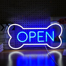 Stoerneon Led Neon Open Sign For Business, Dog Bone Neon Sign Art Pet Shop, Welcome Sign For Business Walls Window Bar Salon Art Hotel Wall Decor