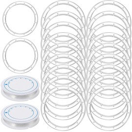 20 Pieces Wind Chime Supplies DIY Top Circles of Wind Chime Kit with 2 Volumes Line Top Circles for Outdoor Home Garden Patio (Transparent)