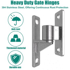 ZOOKASEA Gate Hinges, 304 Stainless Steel Gate Hinge, One-Piece Heavy Duty 5/8" Pin, 4-Pack Wall-Mounted Gate Hinge, for Farm Gates, Wooden Fences, Load-Bearing up to 600 lbs