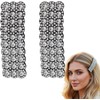 2 Pcs Silver Rhinestones Snap Hair Clips for Women Girls
