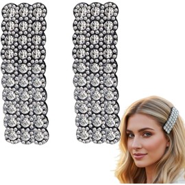 2 Pcs Silver Rhinestones Snap Hair Clips for Women Girls Rectangular Hairpins Korean Barrettes Hair Accessories，Clips and Barrettes