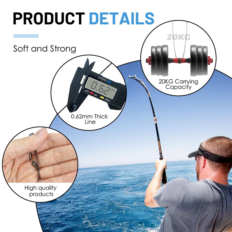 10pcs Fishing Wire Trace Leaders - Stainless Steel Lure Wire