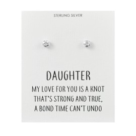 Philip Jones Sterling Silver Daughter Quote Knot Earrings