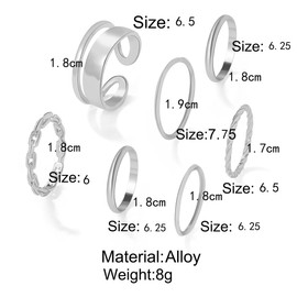 GIGB PBDK 7 Pcs Gold Silver Knuckle Stackable Rings for Women, Rope Chain Stacking Rings Trendy Band Rings Midi Finger Rings Jewelry Gift for Women (S)