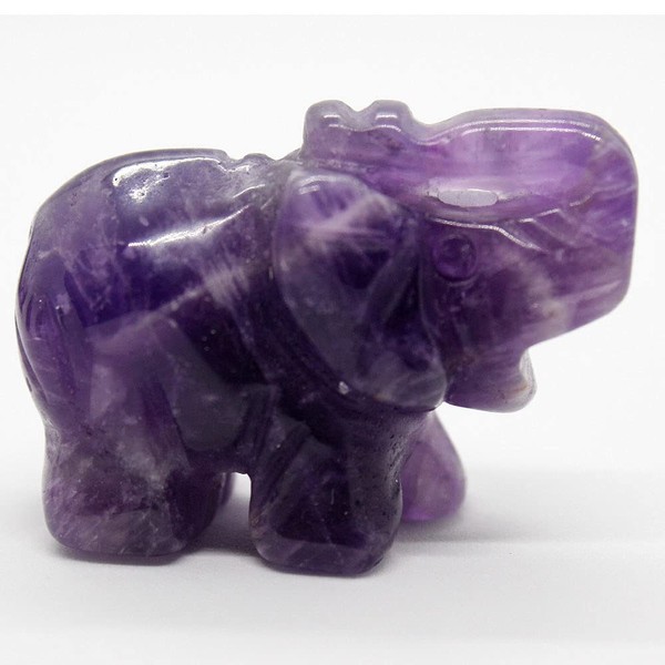 Oiness 1.5 Inch Elephant Crystal Sculpture Statue Healing Reiki Pocket Gem Statue Crafts (Amethyst)