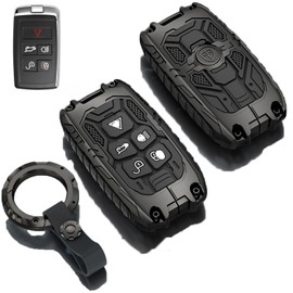 Heavy Metal Key Fob Cover Case Protector for Range Rover，Compatible with Rover Sport Jaguar XE XJ XF, Velar, Evoque, Defender, Discovery (A-Model-Black)