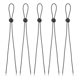 Set of 5 Black Hat Flexible Removable Chin Cord Windproof Strap Clip Adjustable Cord Fastener for Golfing, Fishing, Boating, Sailing, and Other Sports Fishing Hats Accessories