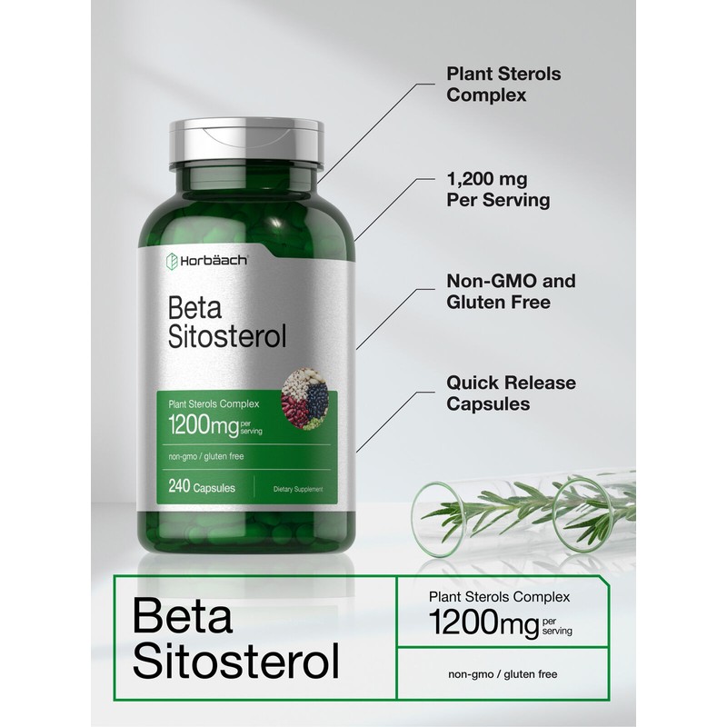 Horbäach Beta Sitosterol | 1200mg | 240 Capsules | Plant
