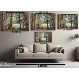 Deco ‎‎‎‎‎CanvArt - Cuadro Decorativo marco, Ventana al paraíso, canvas paisaje, arte moderno, arte de pared en canvas, pintura de paisajes, cuadros p