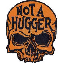 QPS NOT A HUGGER Skull Embroidered Patch  - 2PC  iron on sew on 3" x 3.5"