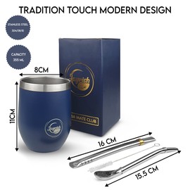 Yerba Maté Komplett-Set, 1 Kanne (Tasse) 2 Bombillas (Trinkhalm) , 1 Bürste und 1 Tasche, dieses Set ist eine schöne originelle Geschenkidee für Weihnachten oder Geburtstag (Mann, Frau)