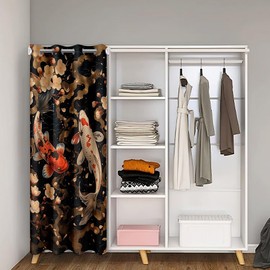 Erosebridal Koi Fish Door Curtain Cherry Blossom Blackout Curtain 42" W X 80" L Apanese Style Ukiyoe Door Drape Oriental Exotic Carp Room Divider Curtain Vintage Retro Door Curtains for Door Window