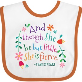 inktastic She Is Fierce Funny Shakespeare Quote Gift Baby Bib White and Orange 2aead