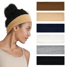 QIUTIMIY Headbands for Women Non Slip - 6 Pack Soft Stretchy Cotton Hair Bands for Women’s Hair – Fashion Sports Headbands for Yoga, Workout, Running, Gym, Daily Wear（Style 5）