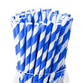 PakTalk Pack of 100 Paper Straws, Dark Blue Paper Straws, Biodegradable Disposable Drinking Straws for Drinks for Bar Party Birthday Wedding Cold Drinks Juice