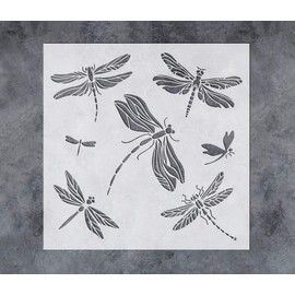 GSS Designs Dragonfly Stencil 12x12 Inch - Reusable Stencils for Painting Furniture Craft Garden Wood Signs Baking Wall Canvas Pillows