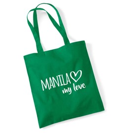 huuraa Shopping bag Manila my love Gift bag Kelly Green 10 liters cotton Manila my love Present