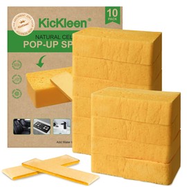 10 Count Compostable Thicker Pop-Up Sponges - Expanding, Non-Scratch, Plant-Based Cleaning Sponges Car Wash Sponge