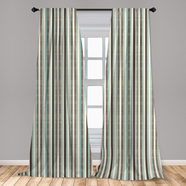 Ambesonne Retro Curtains, Classical Vertical Stripes Pattern Texture Image Old