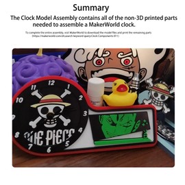 SAHVAIM Makerworld MH011 3D Printer Clock Creative Model Components for Bambu Lab A1/X1/X1C/X1E/ P1P/P1S 3D Printer,3D Printer DIY Parts Makerworld Kits for Bambulabs-Prints NOT Included.